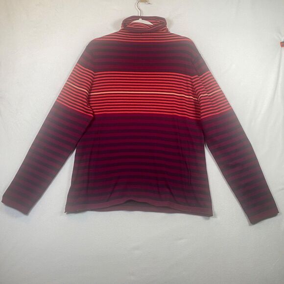 Duluth Trading Co. Women’s Striped Mock Neck Long Sleeve Shirt CoolMax Blend - Picture 2 of 9